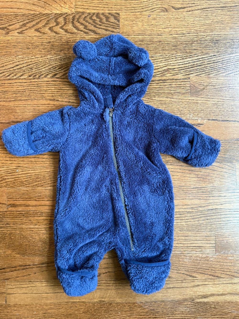 Hanna Andersson Navy Blue Plush Hooded Baby Bunting